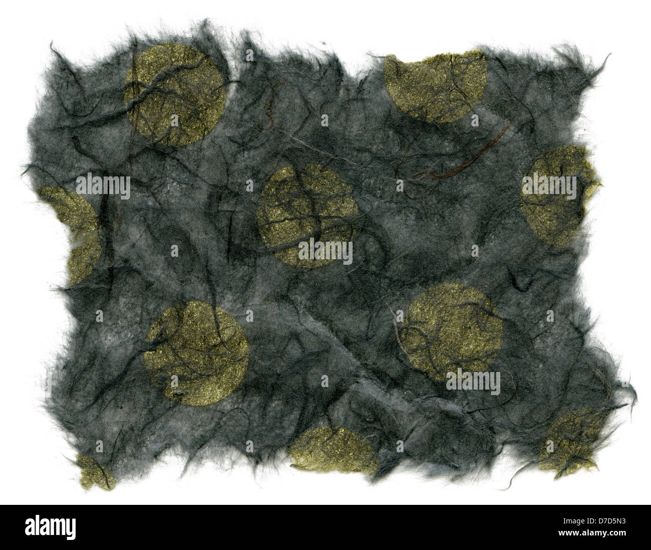 Texture dark gray rice paper yellow polka dots embedded torn edges ...