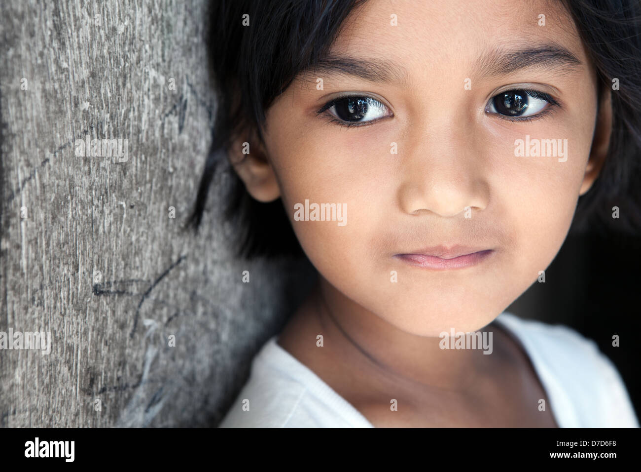 Asian girl portrait - looking to side. Manila, Philippines. Stock Photo