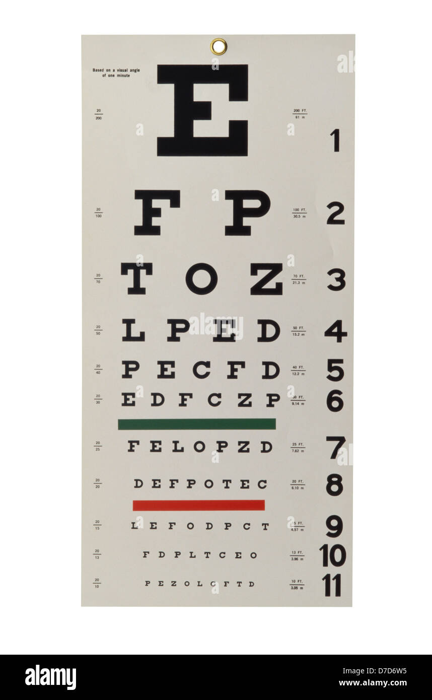 Eye test chart Stock Photo Alamy