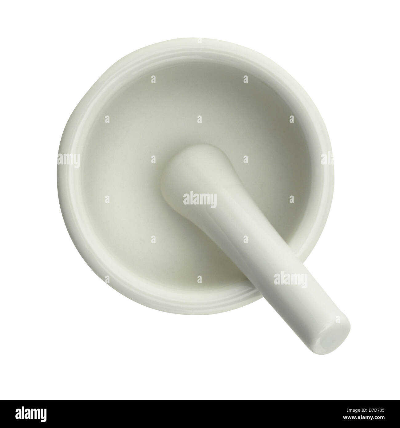White porcelain mortar and pestle set Stock Photo