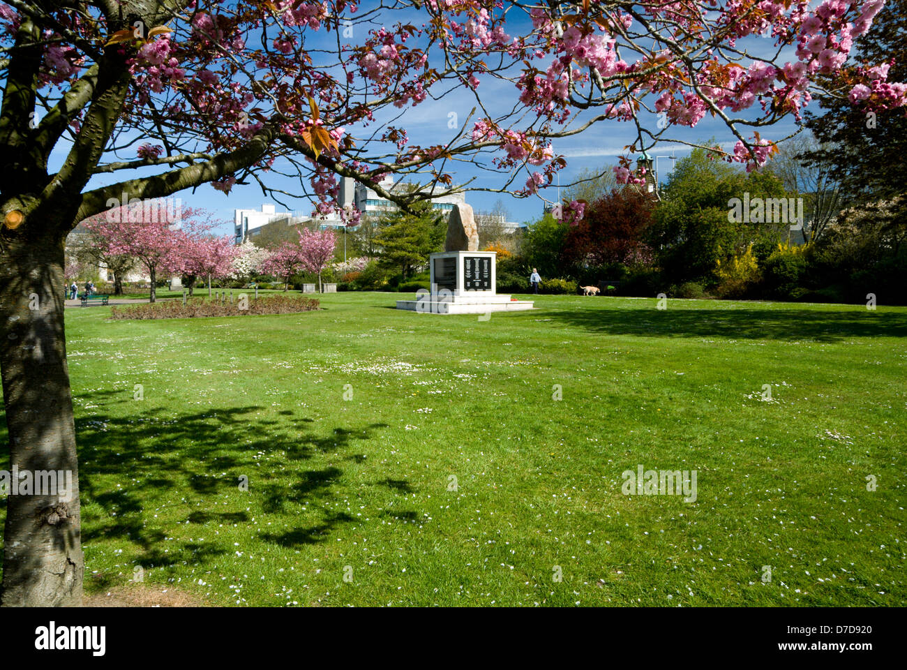 Falklands War Memorial, Alexandra Gardens, Cathay's Park, Cardiff, Wales,  UK. Stock Photo