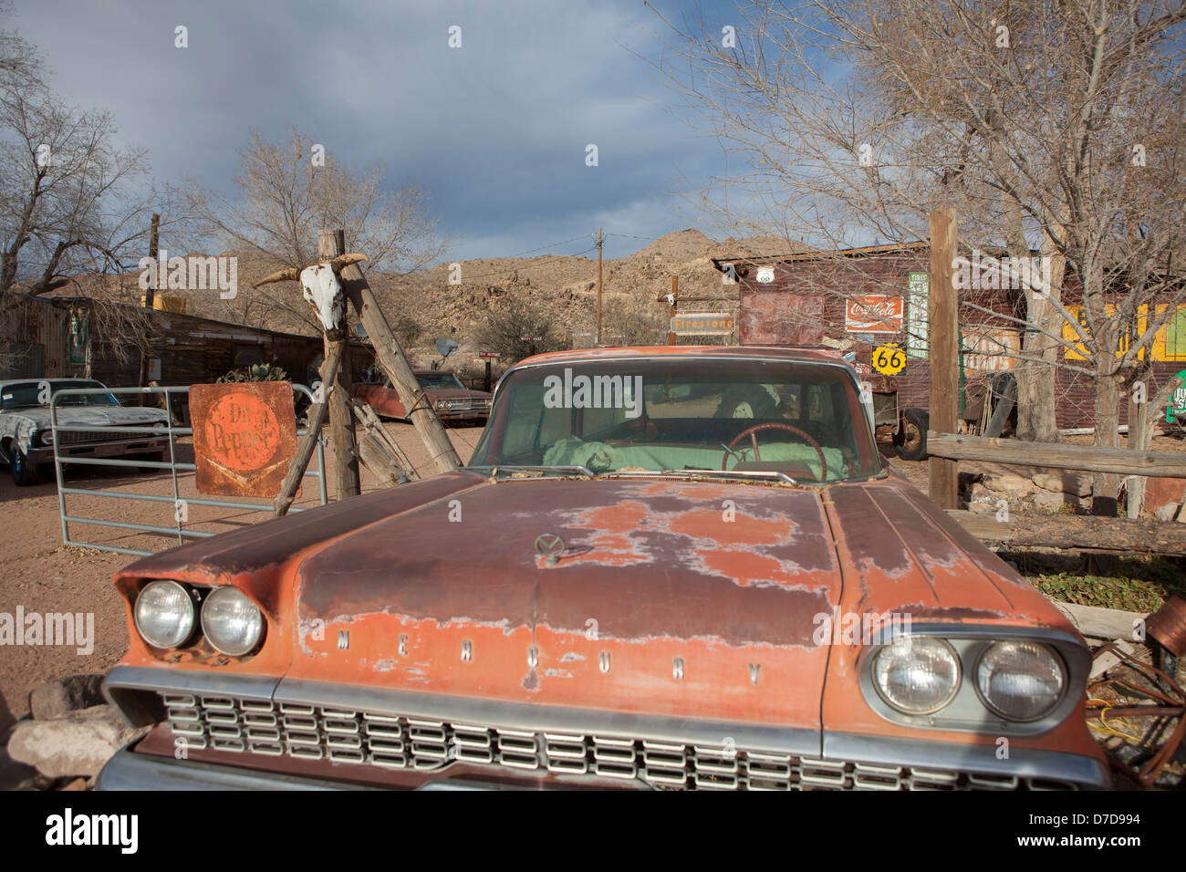 Old rusty historic cars at route 66 in Hackberry, Arizona, USA Stock ...