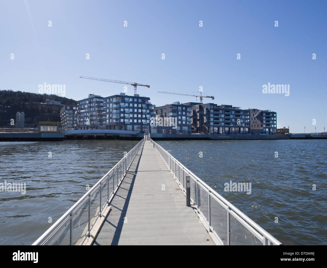 Sørenga, a new area with apartments direct on the Oslo fjord, and a just a footbridge away from the opera house, Oslo Norway Stock Photo