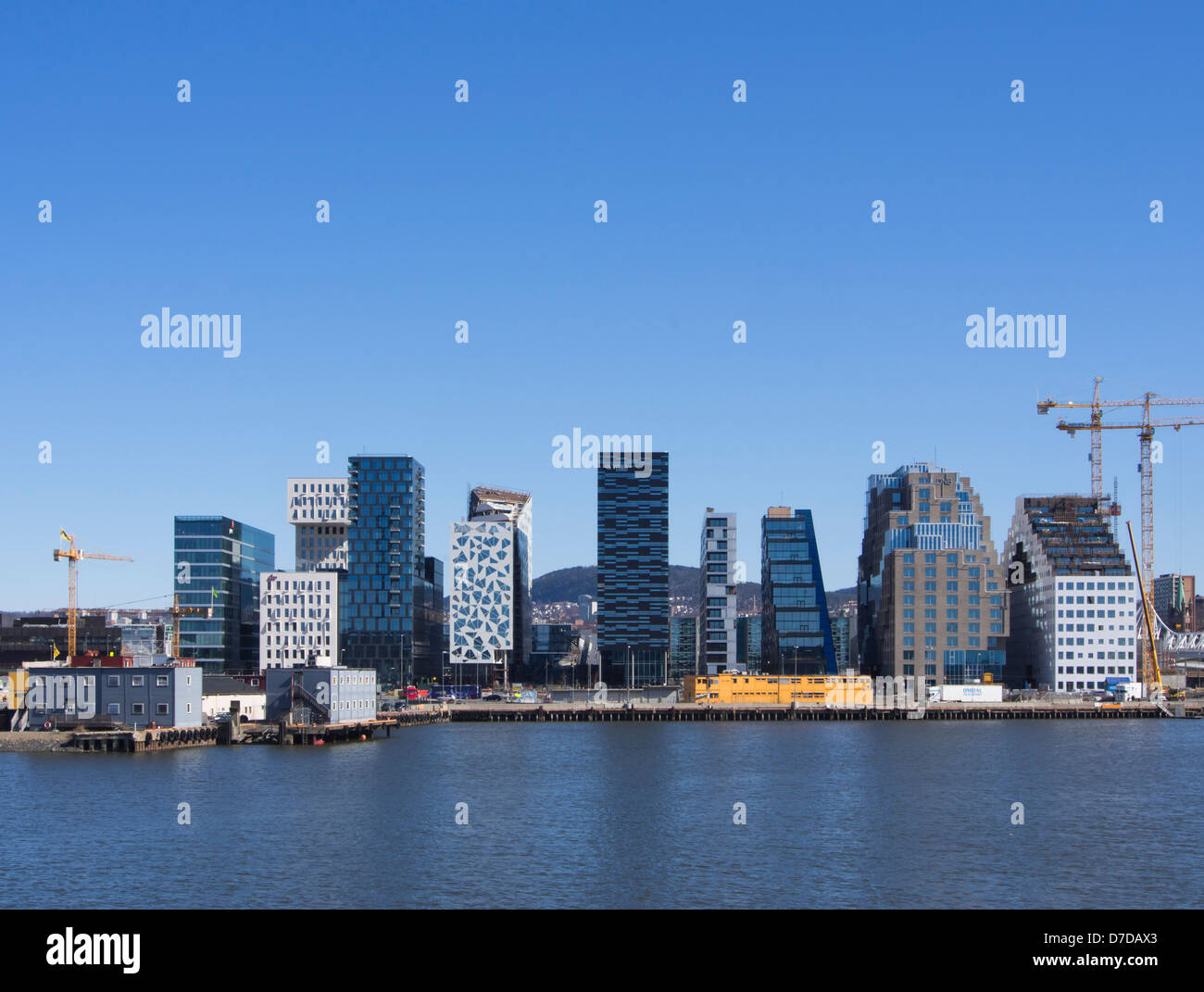 The barcode, a new office district in central Oslo Norway , interesting and varied facades new skyline Stock Photo