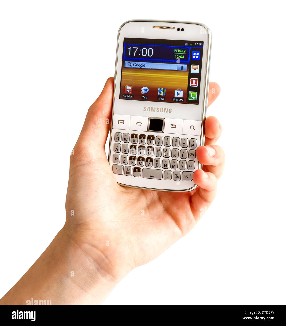Samsung Galaxy Y Pro B5510 is a Android smartphone with full QWERTY keyboard candybar. Stock Photo