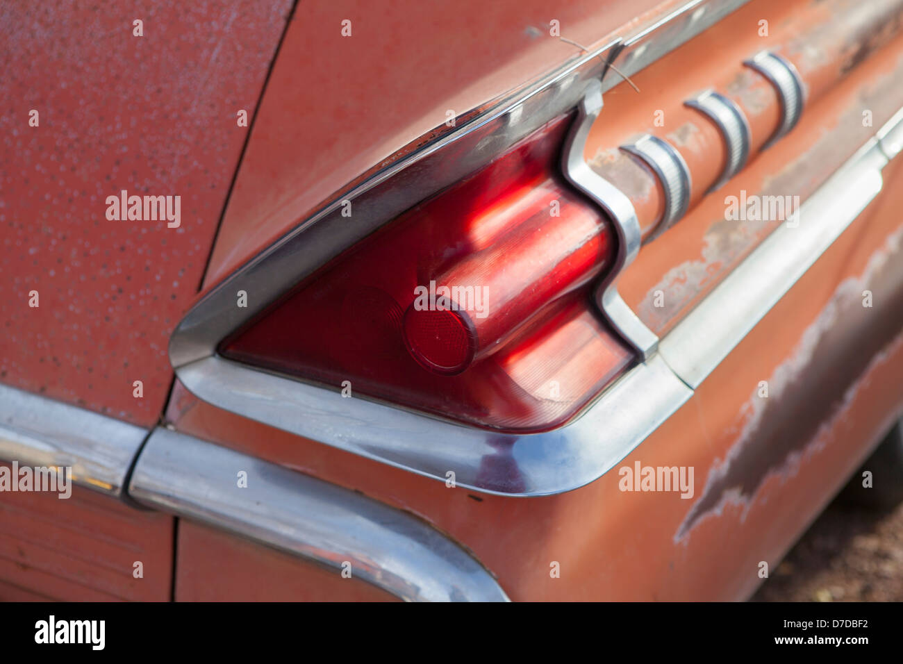 Taillights on an old Mercury  car at route 66 in Hackberry, Arizona, USA Stock Photo