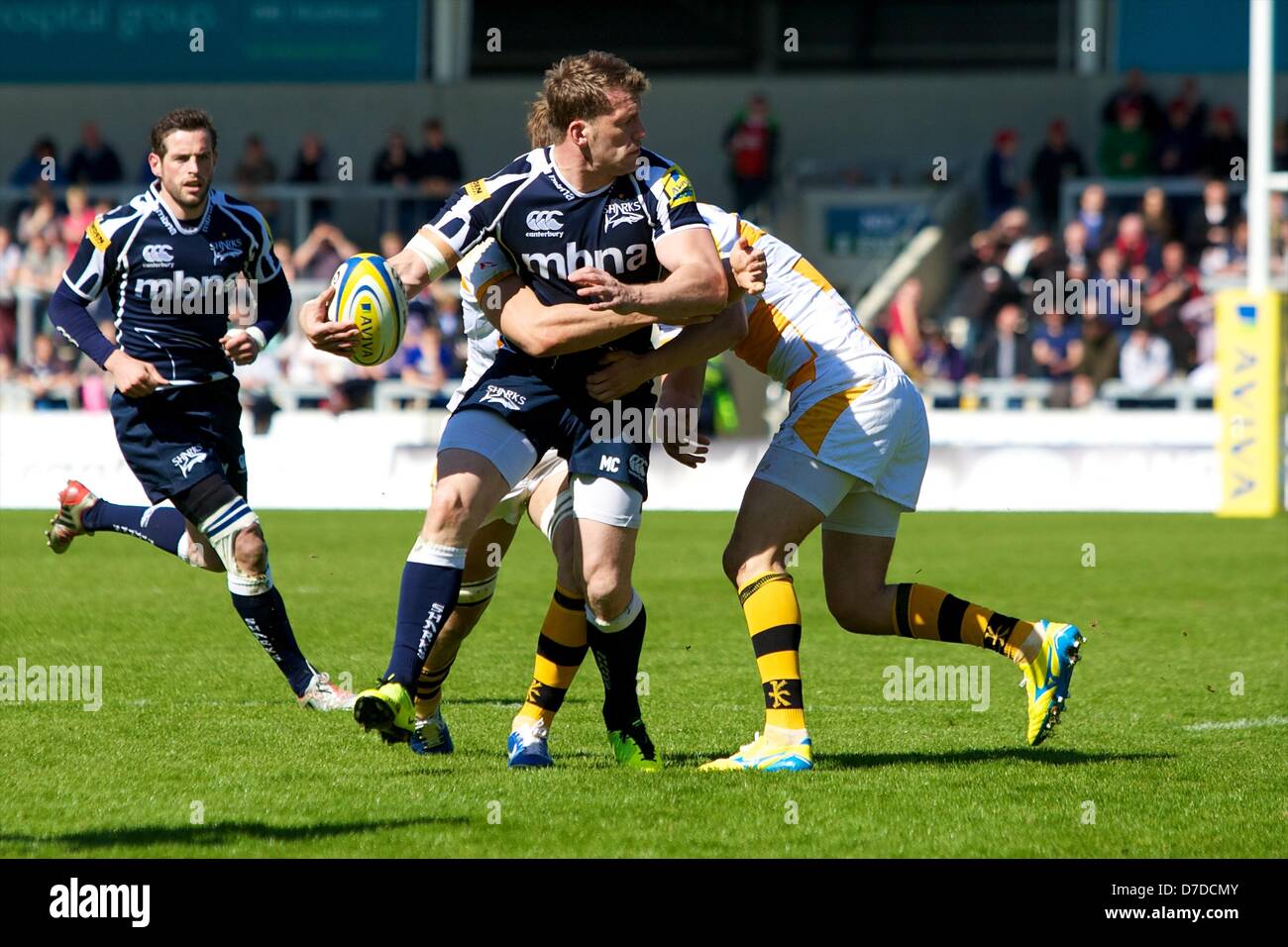 Salford, UK. 4th May 2013. Sale Sharks wing Mark Cueto during the Aviva Premiership Rugby match between Sale Sharks and London Wasps from the Salford City Stadium. Credit:  Action Plus Sports Images / Alamy Live News Stock Photo