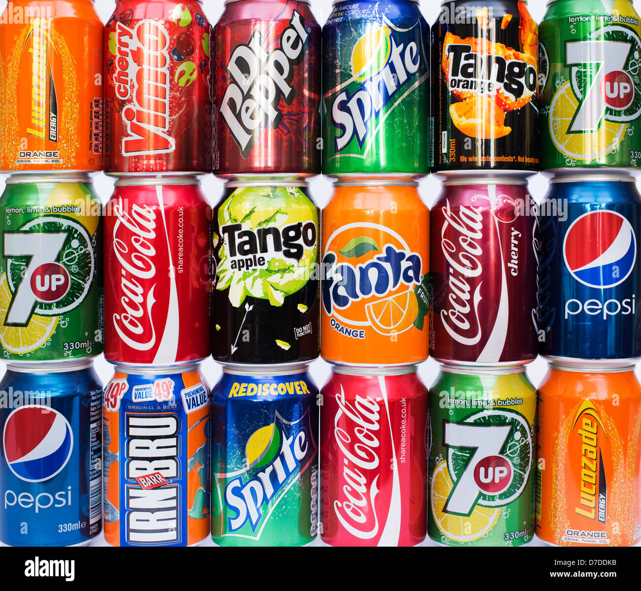 Soft Drink cans Stock Photo