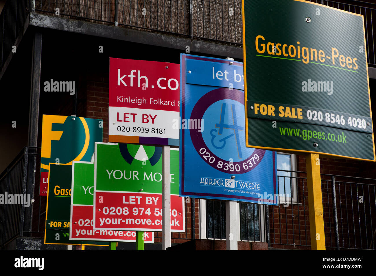 Estate Agent boards in London Stock Photo