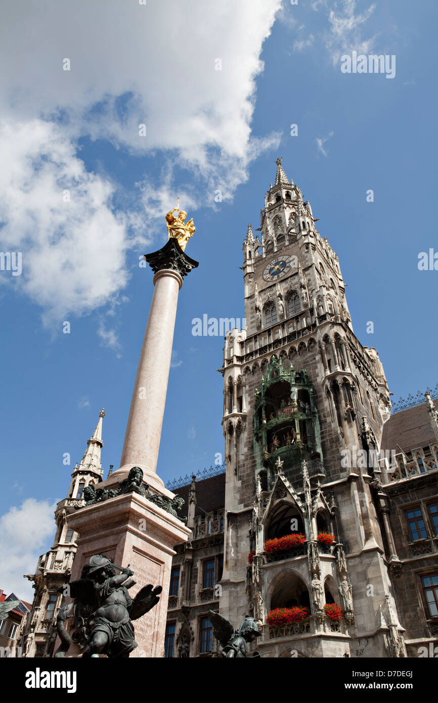 Low view of Town Hall, Munich, Bavaria, Germany Stock Photo
