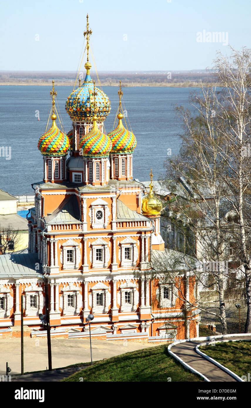 Spring view Stroganov Church Nizhny Novgorod Russia Stock Photo