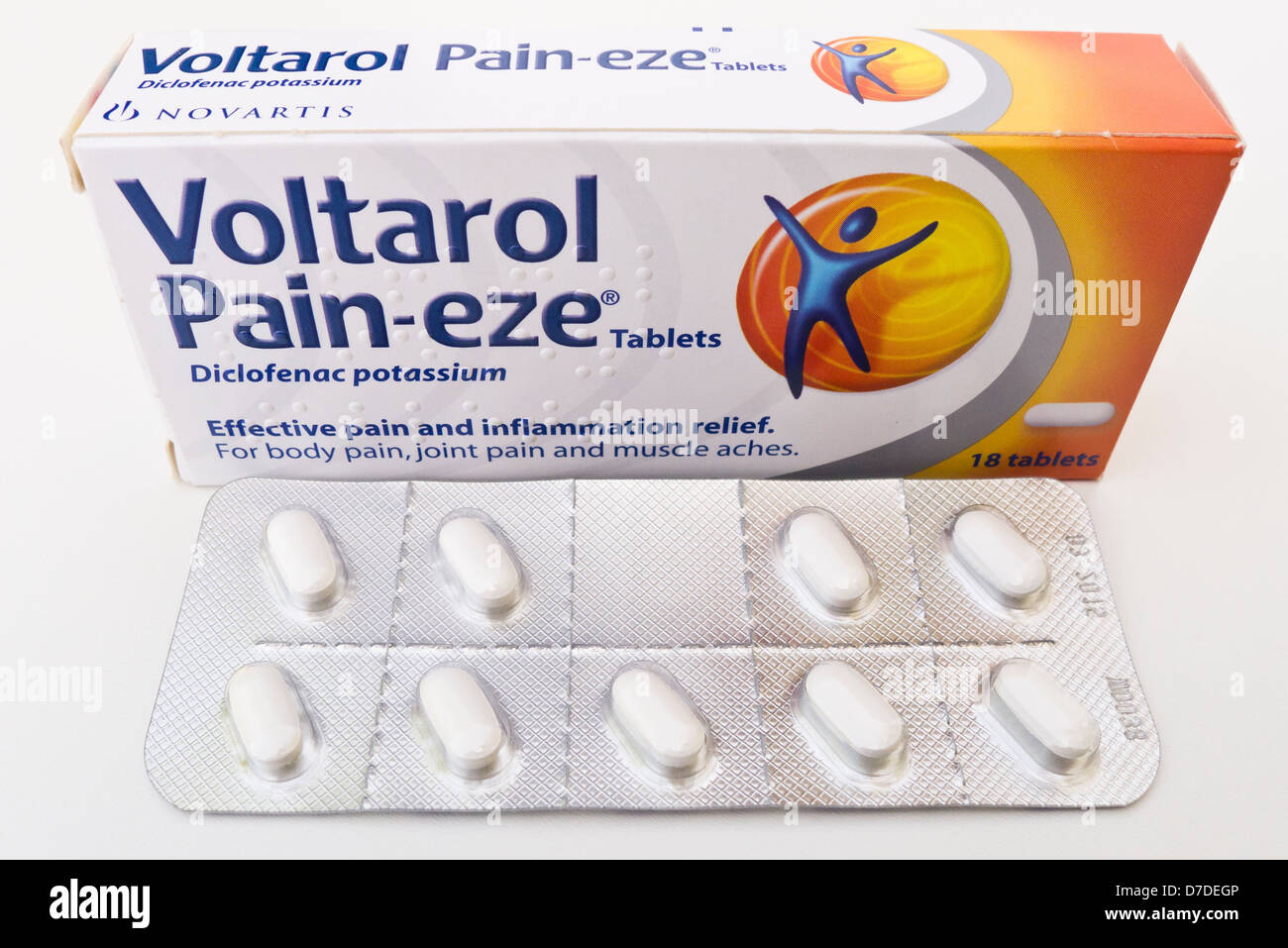 Pack of Diclofenac Potassium tablets. Voltarol. Stock Photo