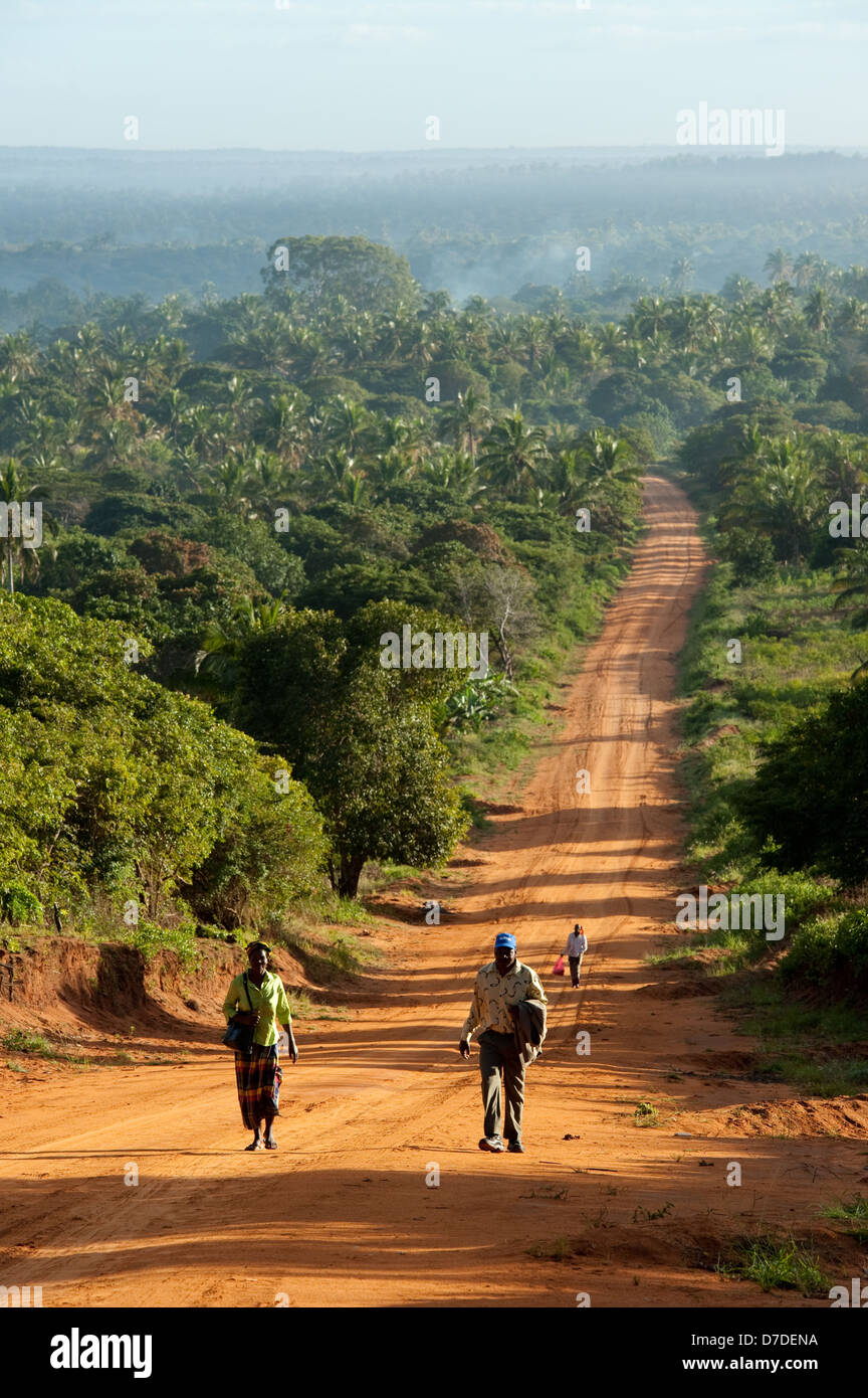 The dusty road to Zavora, Inhambane Province, Mozambique Stock Photo