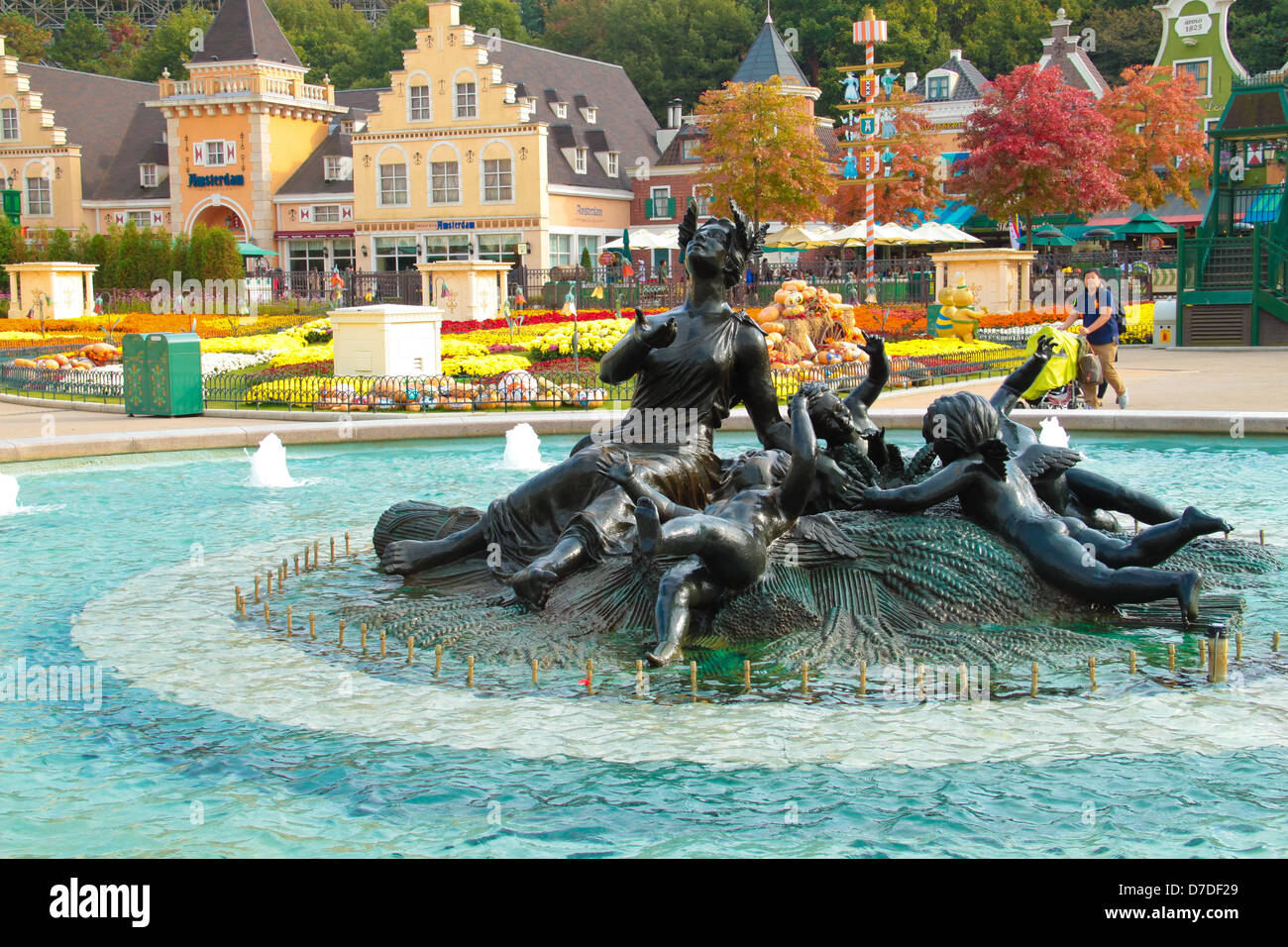 Statue at the center of Four Season Garden at Everland amusement park