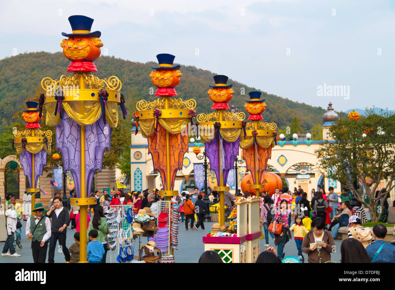 Pumpkin decoration of the halloween at the entrance of Everland theme