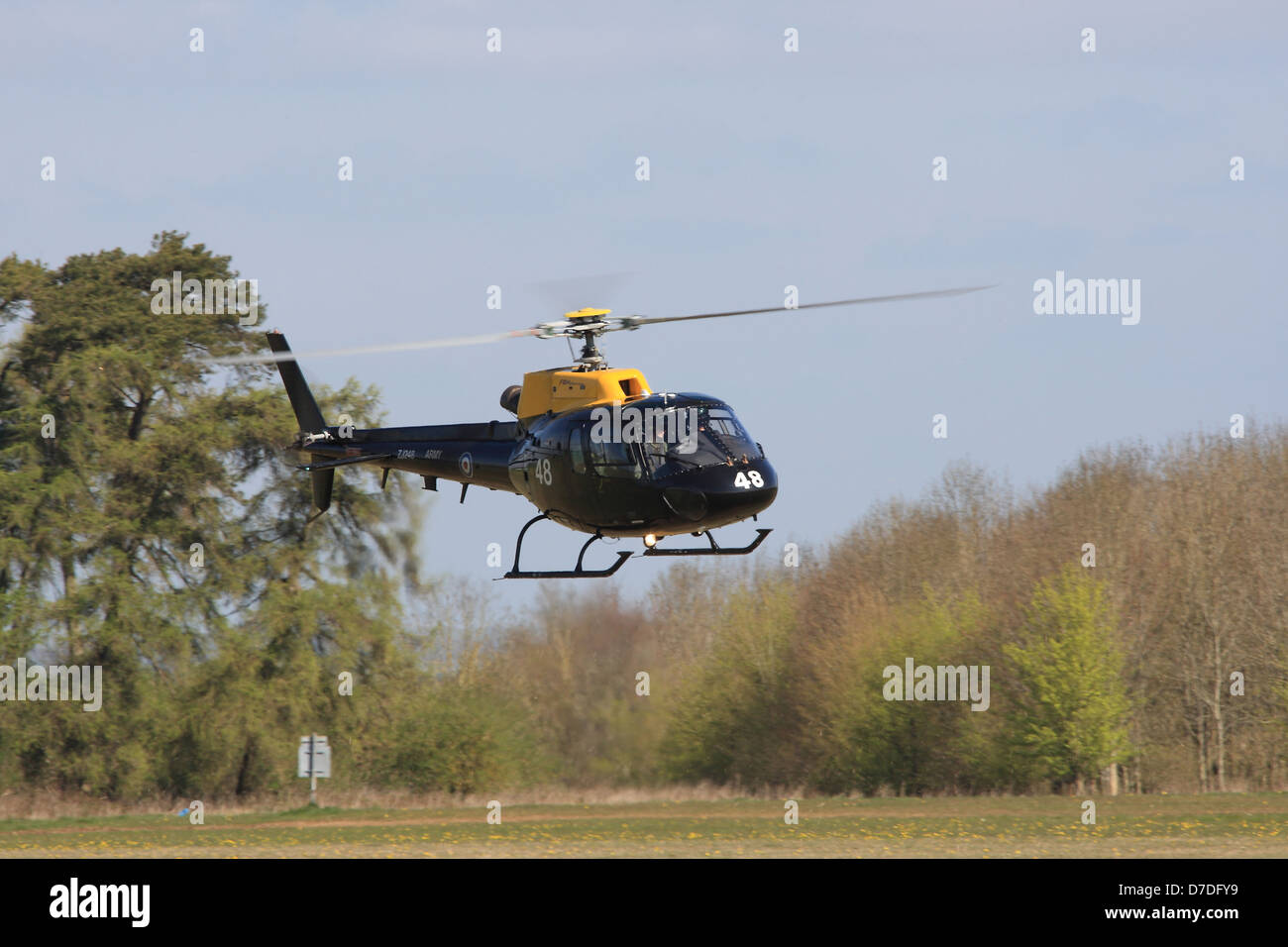 ZJ248 Army Air Corps Squirrel HT2 based at Middle Wallop on a training flight on Salisbury Plain Training Area Stock Photo