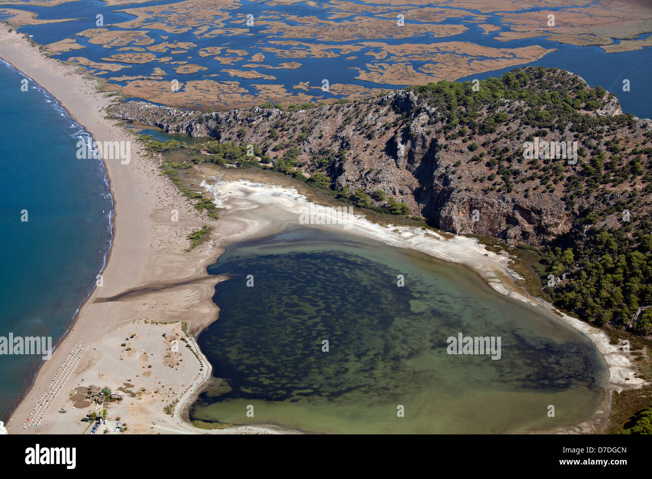 Iztuzu beach and the delta of Dalyan river, Dalyan, Mugla, Turkey Stock Photo