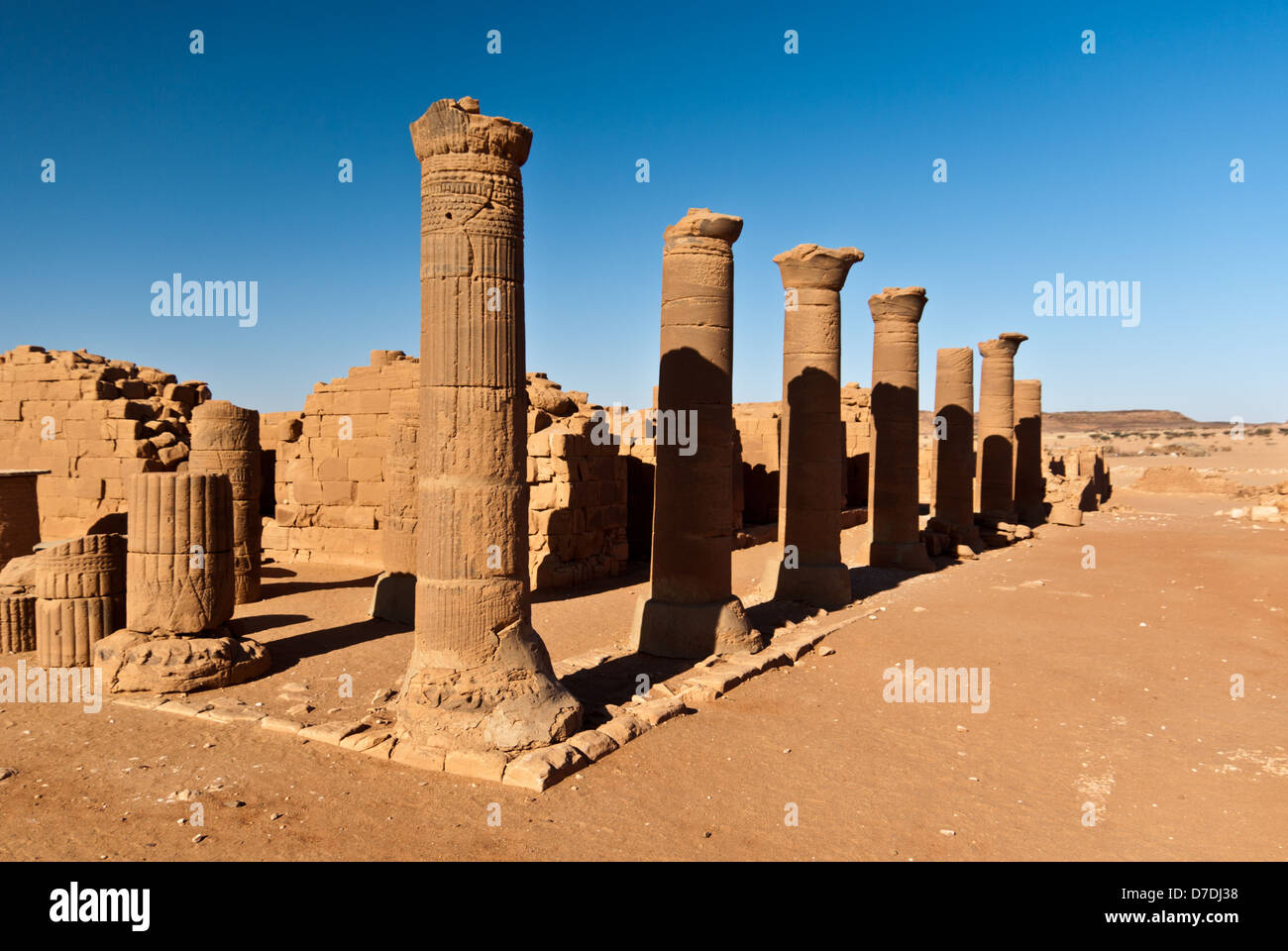 Colonnade of the Great Temple, Musawwarat es-Sufra, northern Sudan Stock Photo