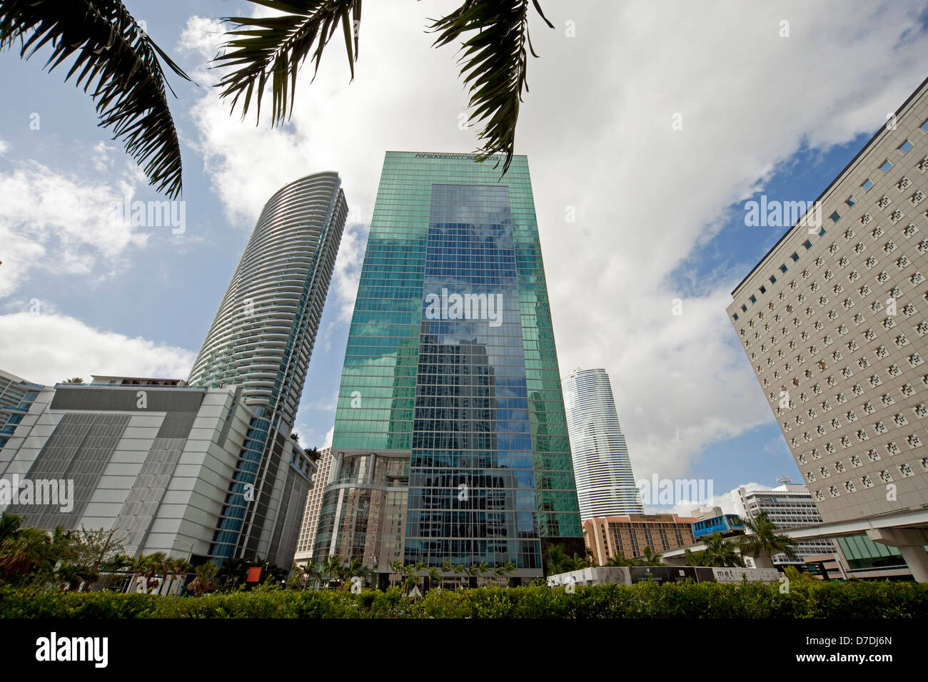 Skyscraper of the JW Marriott Marquis Miami luxury hotel Downtown Miami, Florida, USA Stock Photo