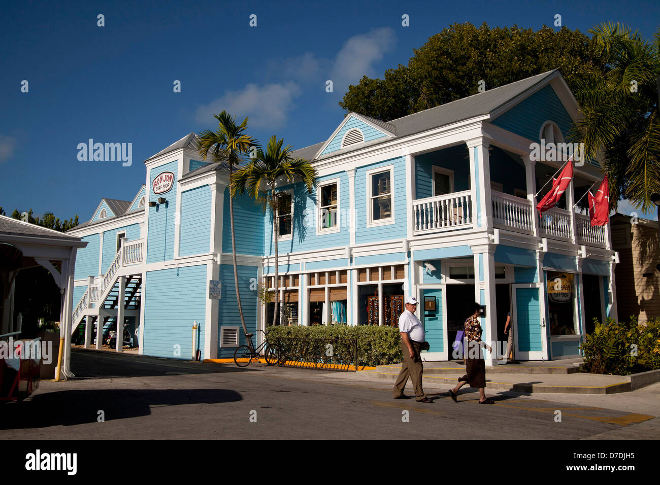 typical caribbean coloured wooden building in Key West, Florida Keys, Florida, USA Stock Photo