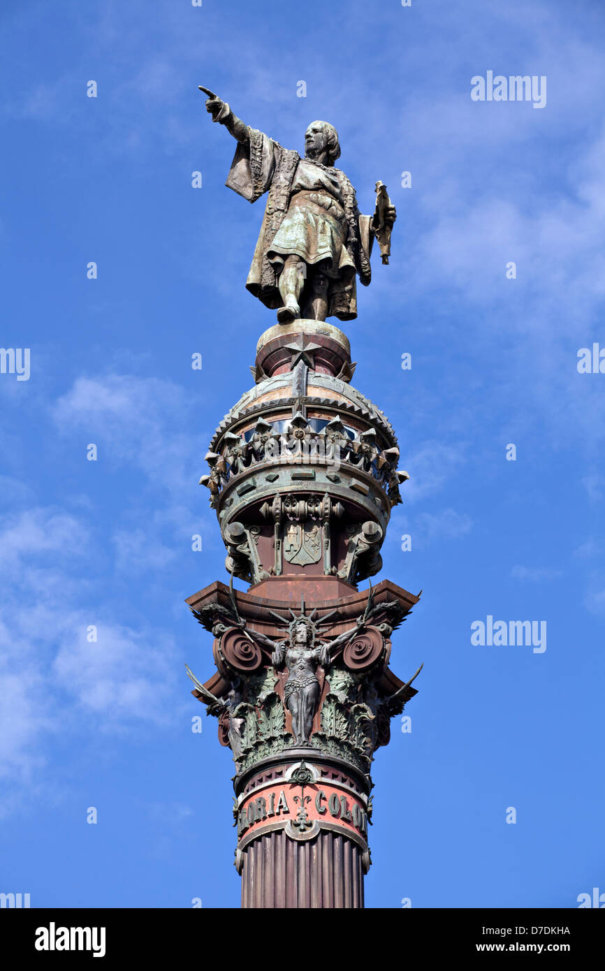 Columbus column on the Barcelona habour, at the end of the famous ...