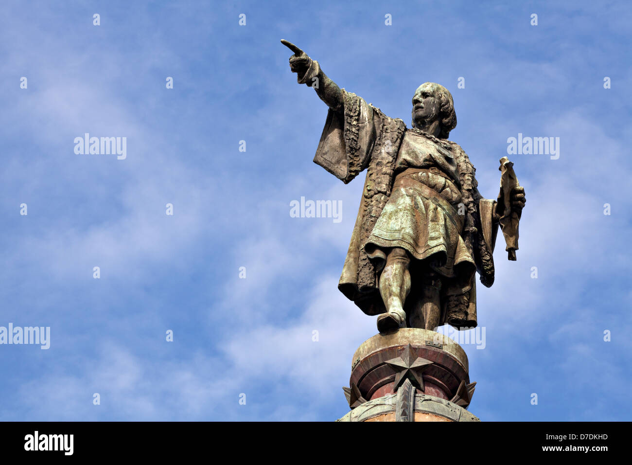 Columbus column on the Barcelona habour, at the end of the famous ...