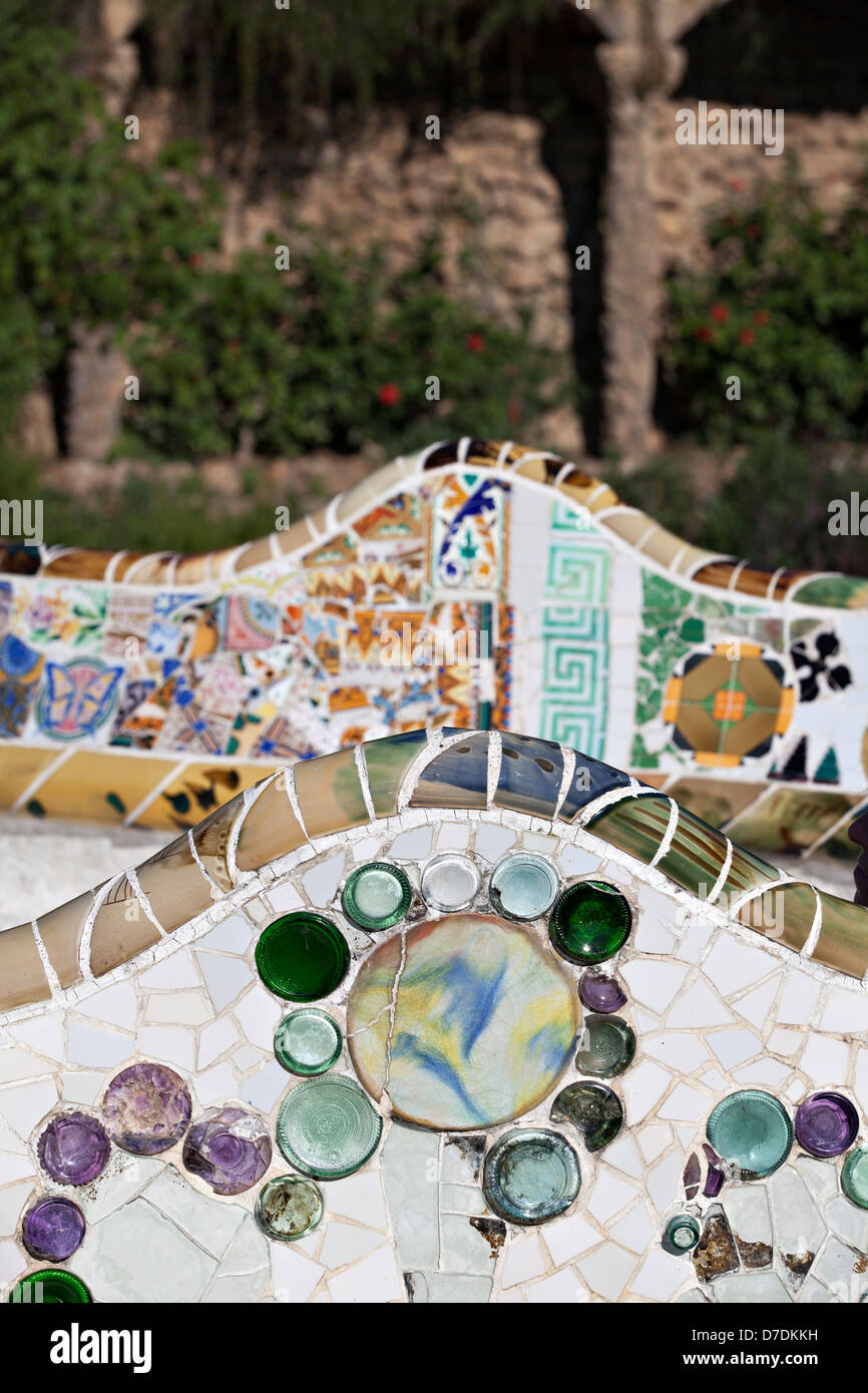 Gaudi's bench at the Park Guell in Barcelona, Spain Stock Photo
