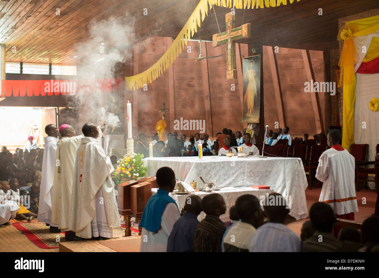 Catholic priests in white robes hi-res 