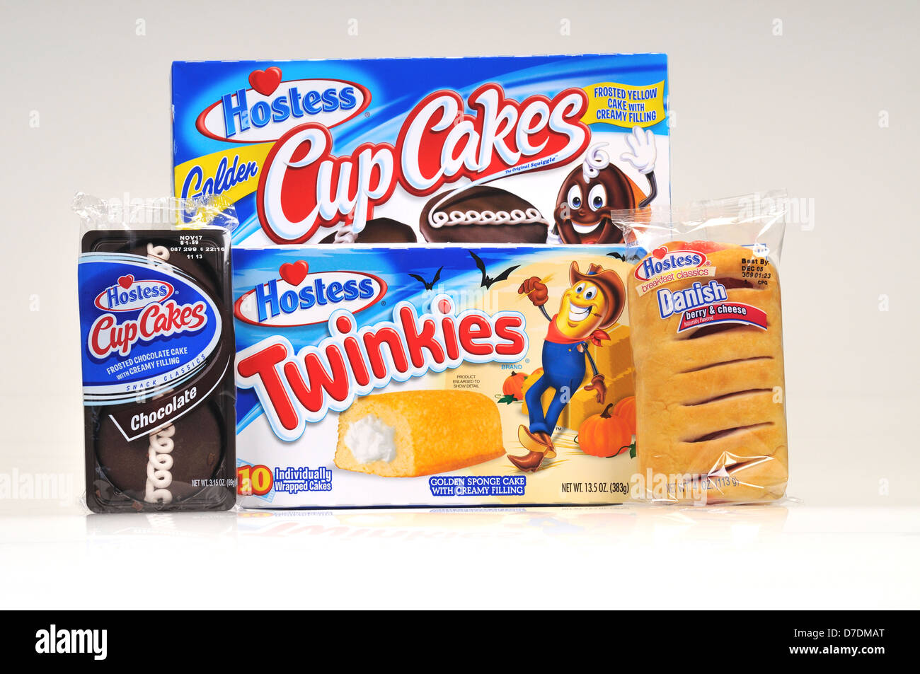 Group of Hostess Foods products on white background, cutout. USA Stock Photo
