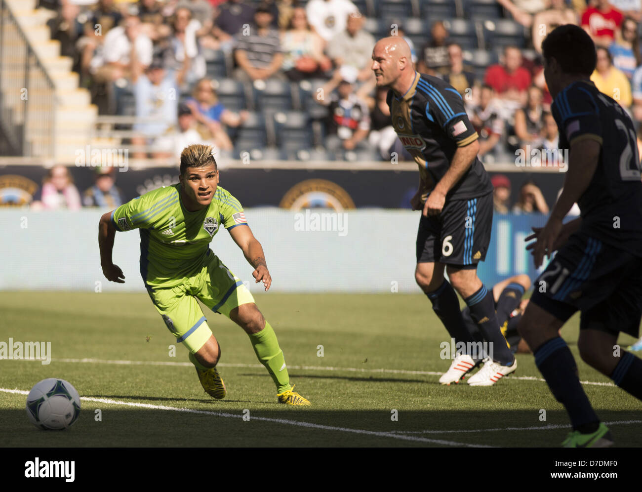 Chester, Pennsylvania, USA. 4th May, 2013. Philadelphia Union's CONOR CASEY (6) in action against the Seattle Sounder's. DEANDRE YEDLIN. The Union and the Sounders played to a 2-2 draw at the Unions home field, PPL Park (Credit Image: © Ricky Fitchett/ZUMAPRESS.com) Stock Photo
