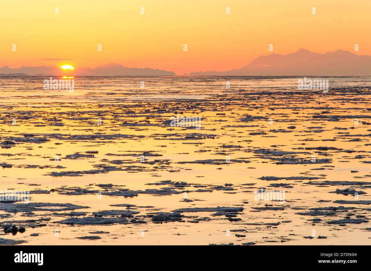 Sunset across Turnagain Arm, outside Anchorage, Alaska Stock Photo