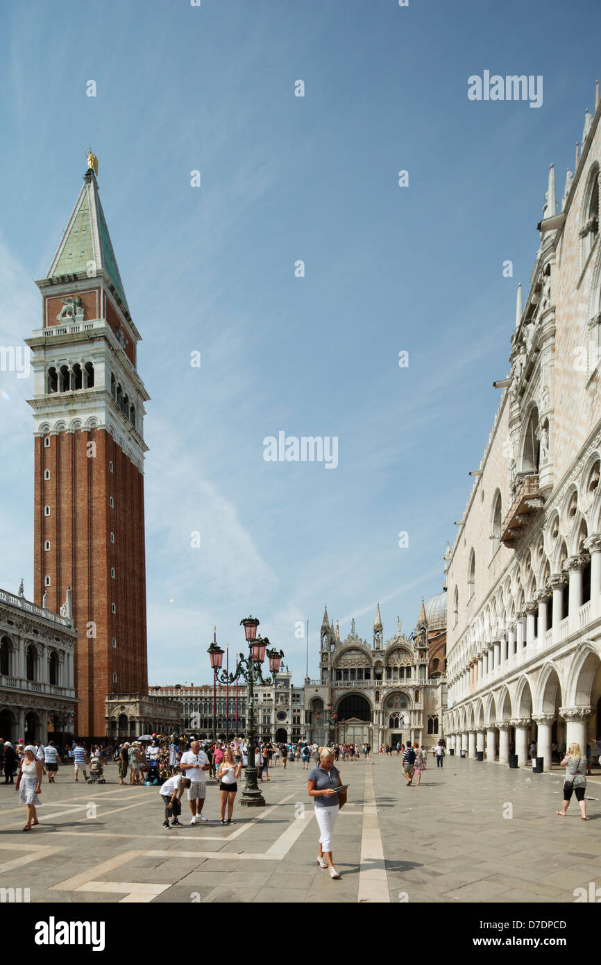 St Mark's Square, Basilica  and Campanile Stock Photo