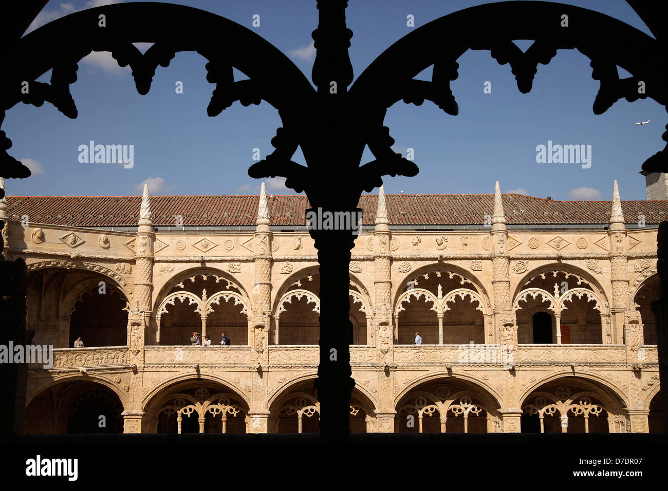 Decorated cloister arches at Jeronimos Monastery Mosteiro dos Jerominos in Belem, Lisbon, , Europe Stock Photo