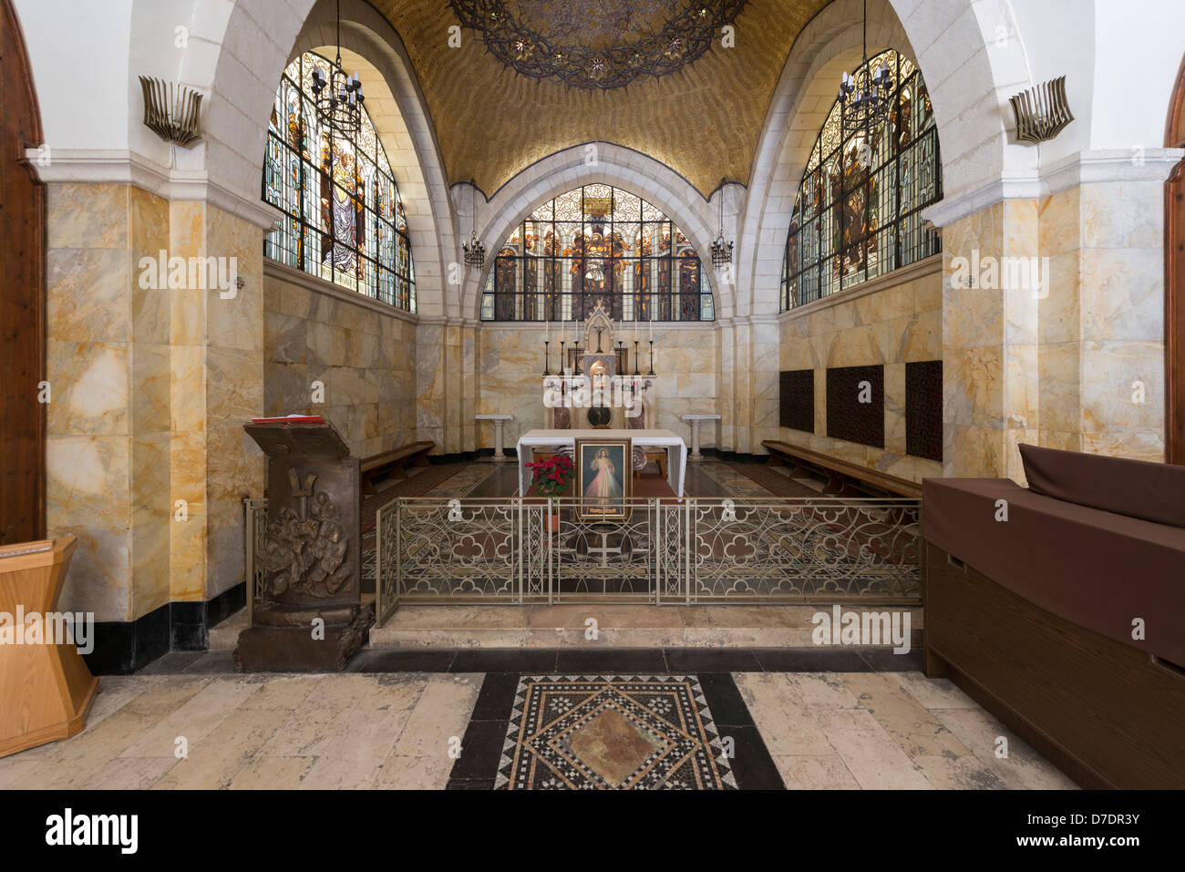 The Sanctuary in the Church of the Flagellation on the Via Dolorosa in Old Jerusalem Stock Photo