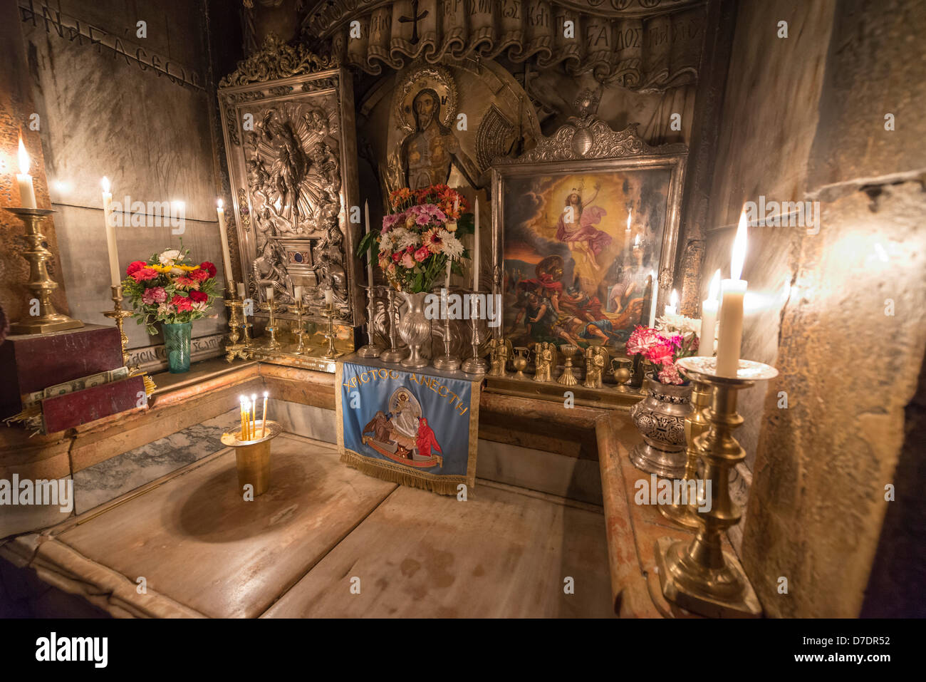 The Sepulcher in the Church of the Holy Sepulcher, Jerusalem Stock Photo