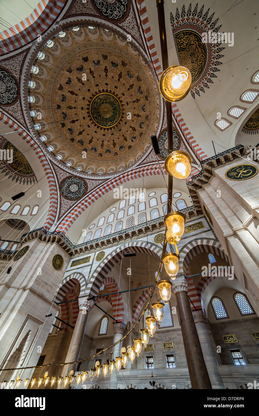 Interior view of Suleymaniye Mosque, Istanbul, Turkey Stock Photo