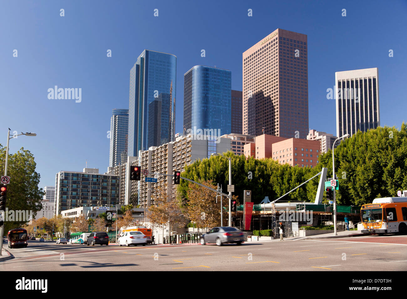 Skyline Downtown Los Angeles, California, United States of America, USA Stock Photo
