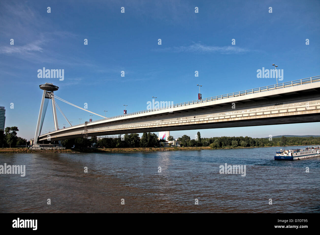 Novy Most Bridge spanning the Danube, Bratislava, Slovakia Stock Photo