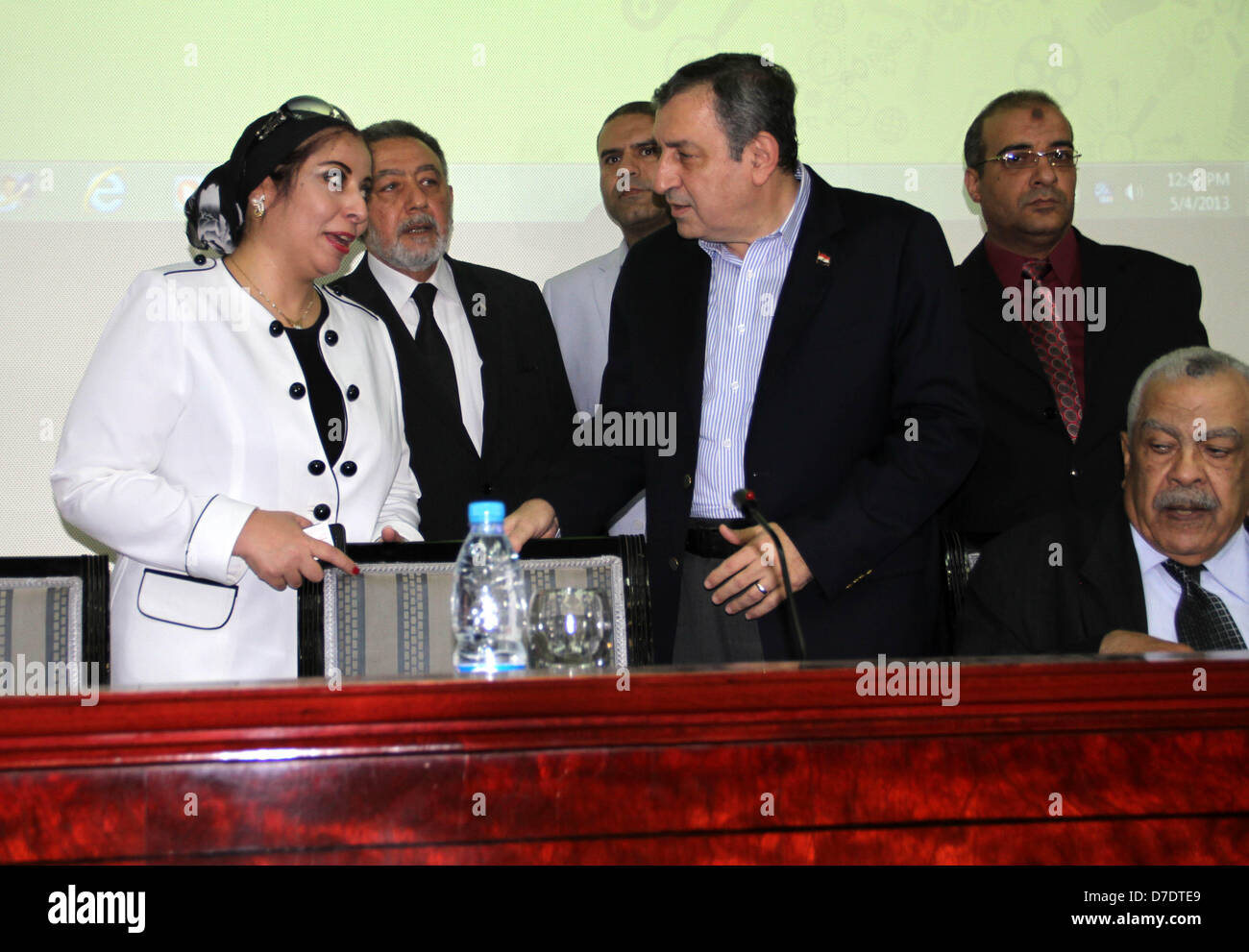 Cairo, Egypt. 4th May, 2013. Essam Sharaf, the former Egyptian Prime