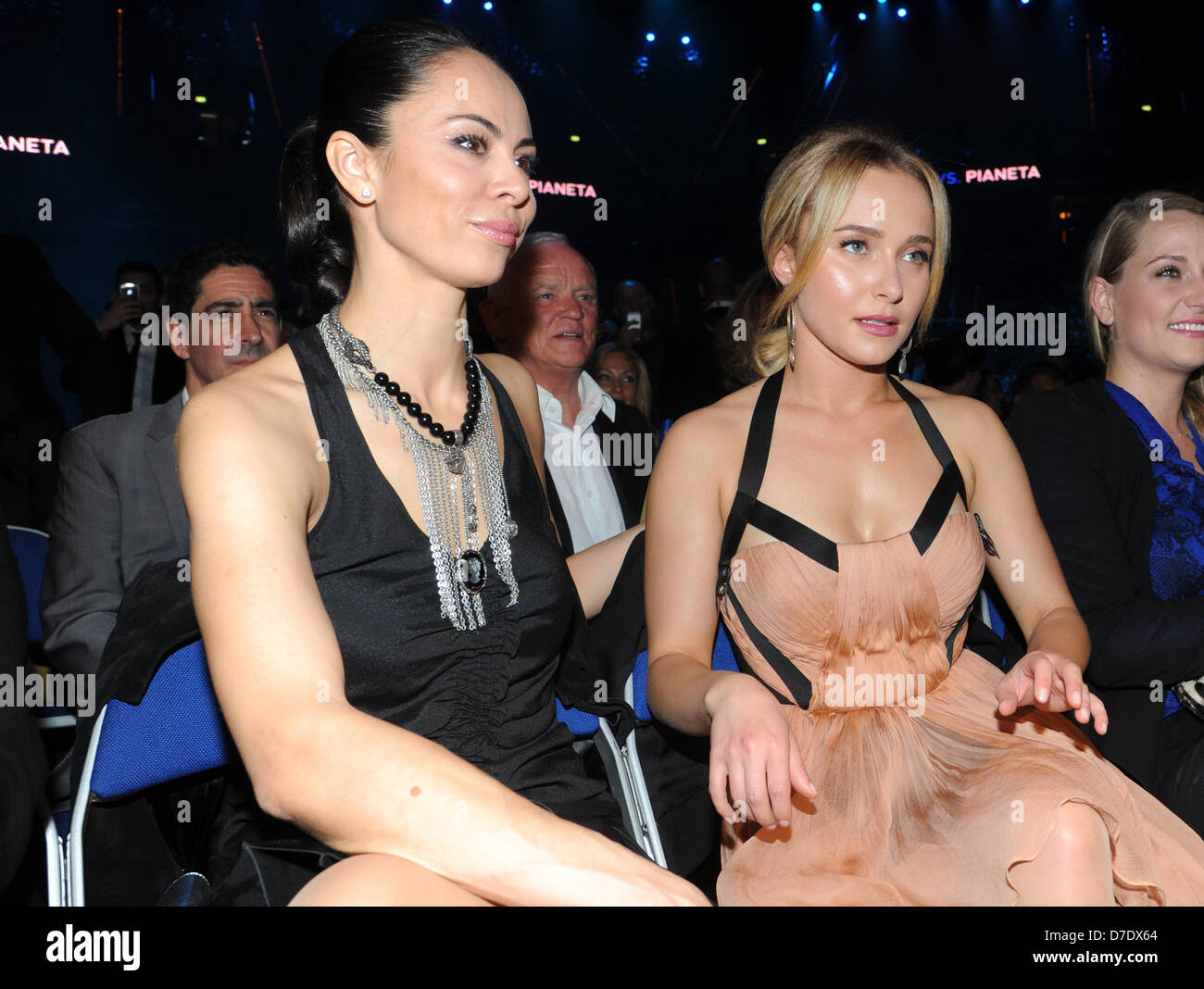 US actress Hayden Panettiere (R) and wife of Vitali Klitschko, Natali, attend the boxing fight between Ukrainian heavyweight IBF, WBO and IBO world champion Wladimir Klitschko and German-Italian challenger Francesco Pianeta at SAP Arena in Mannheim, Germany, 04 May 2013. Klitschko won the fight in the sixth round by knock out. Photo: Uli Deck Stock Photo
