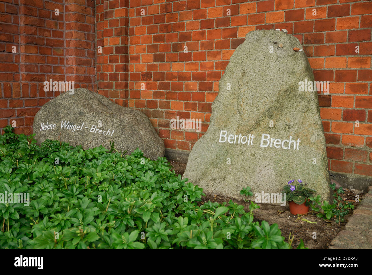 Grave of Bertolt Brecht & his wife Helene Weigel-Brecht in Dorotheenstadt cemetery Berlin Germany. Stock Photo