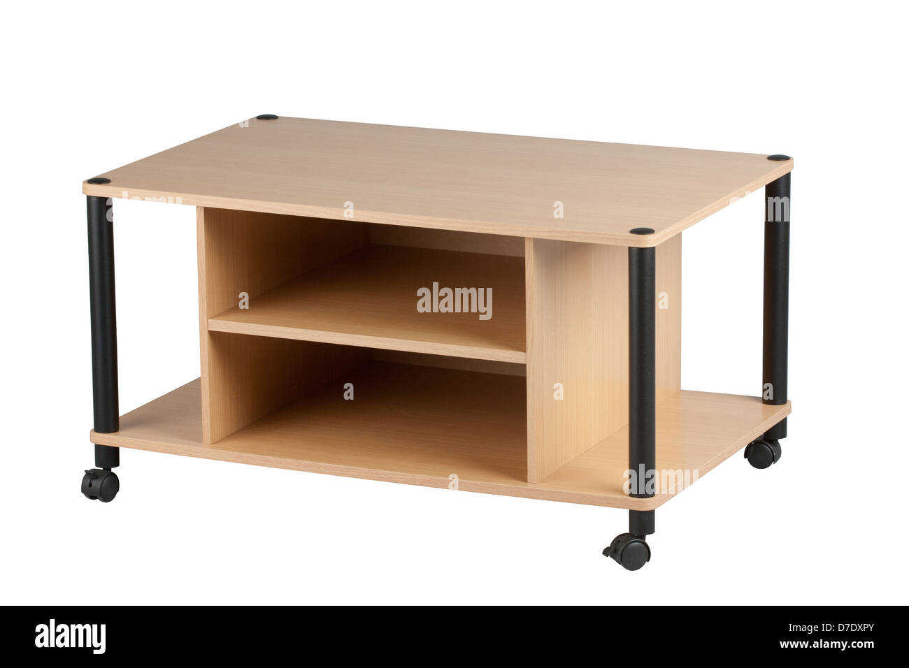 Television wooden with wheels Stock Photo Alamy