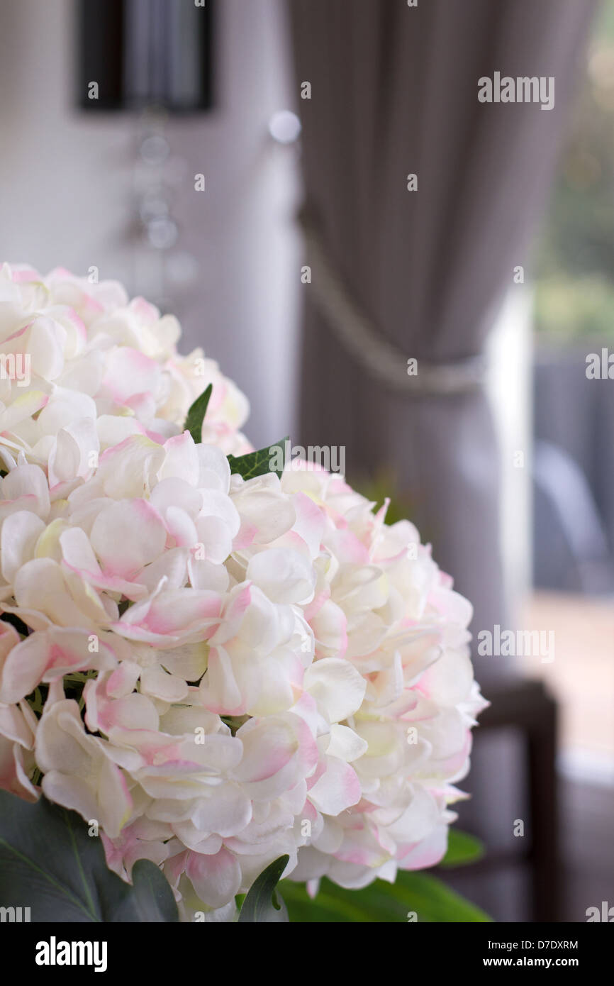 artificial bouquet of hydrangea decorated in living room Stock Photo