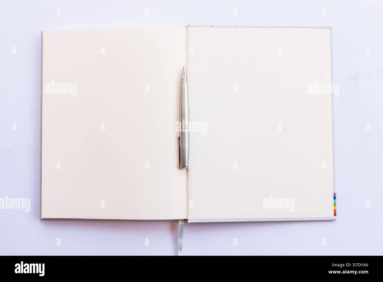 Empty Book on white background, Isolated Open Diary or Notebook