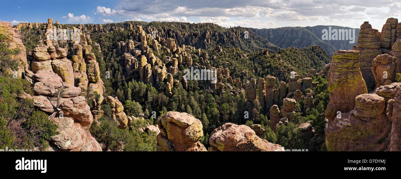 Land of the Standing-Up Rocks, Volcanic Rhyolite Deposition, Chiricahua National Monument, Arizona Stock Photo