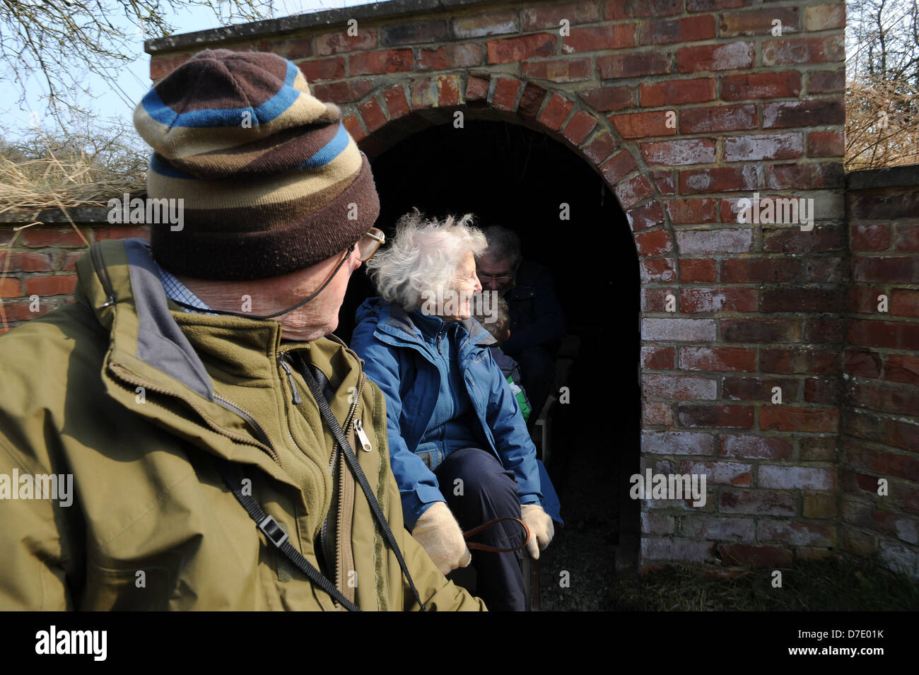 Visitors riding the miniature railway in Newby Hall, ripon, north yorkshire, england, uk Stock Photo