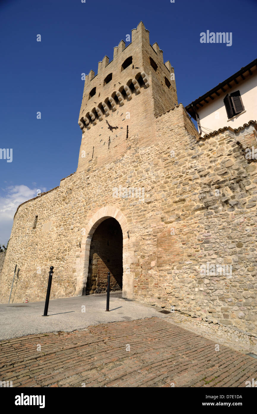 Italy, Umbria, Montefalco, Sant'Agostino gate tower Stock Photo