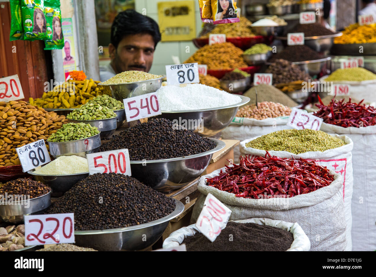 Shop in the Spice Bazaar, Old Delhi, India Stock Photo Alamy