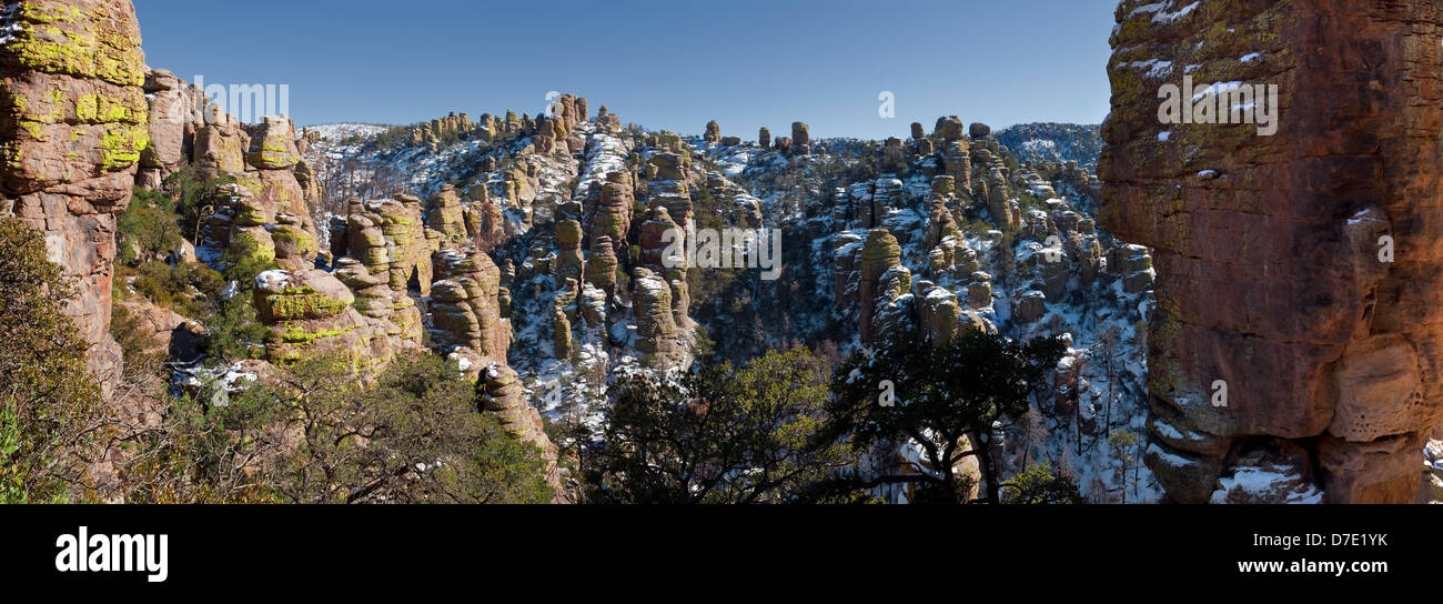 Land of the Standing-Up Rocks, Volcanic Rhyolite Deposition, Chiricahua National Monument, Arizona Stock Photo