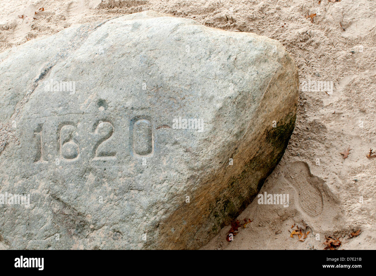 Plymouth Rock -- One Small Step Stock Photo
